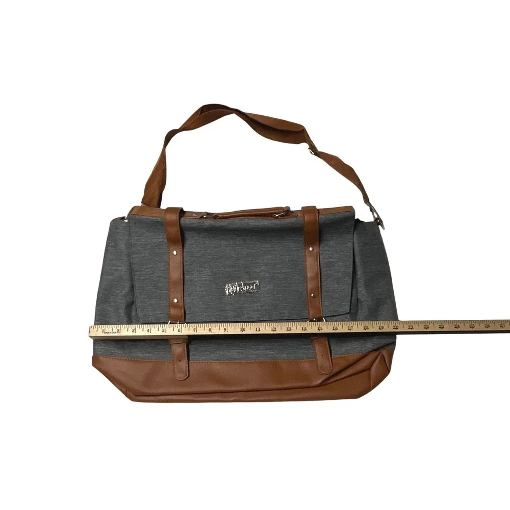 Prestige 20x13 Grey‎ Messenger Bag Faux Leather Adjustable Strap Handles READ